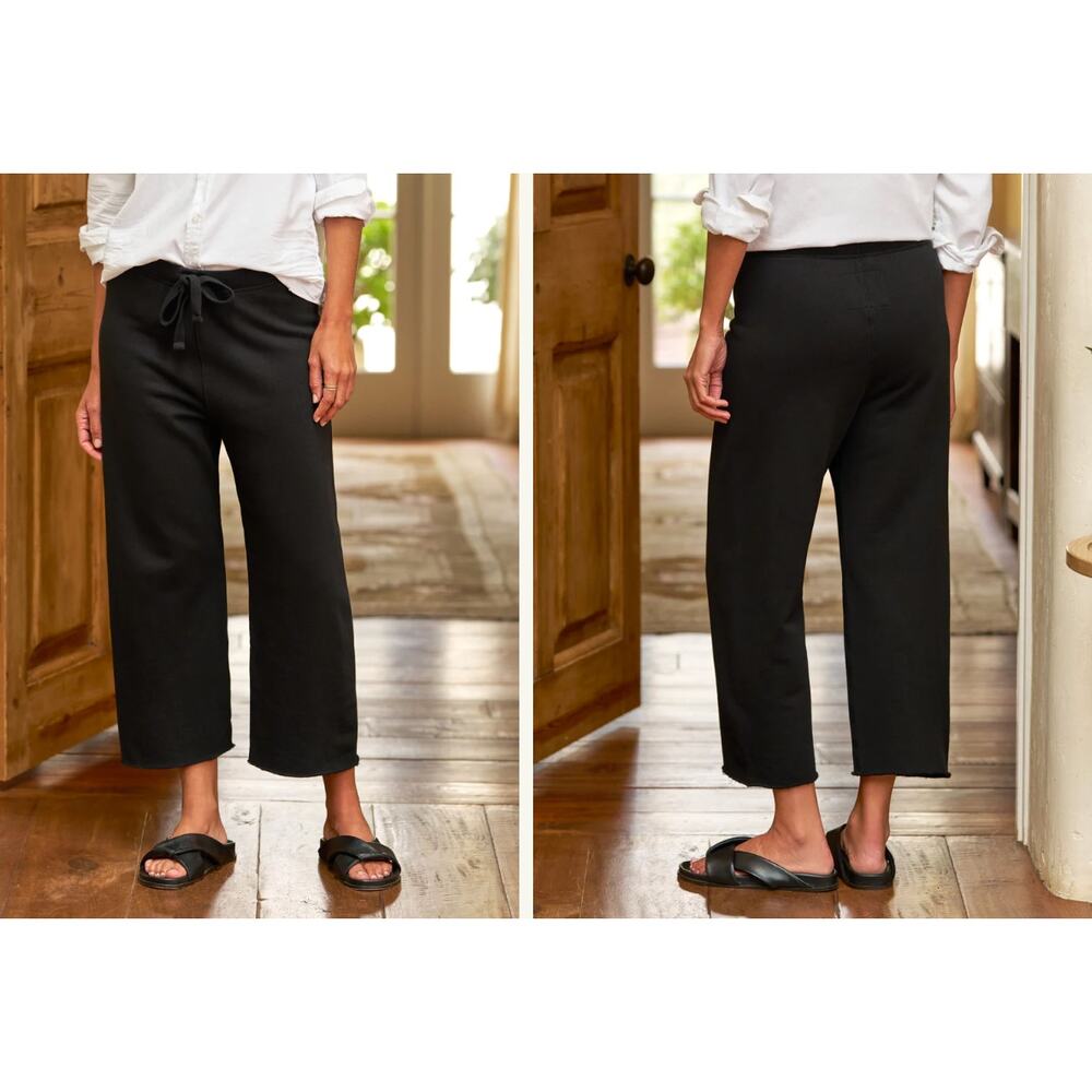 NEW Frank & Eileen Catherine Favorite Wide Leg Crop Sweatpants Size Large Black